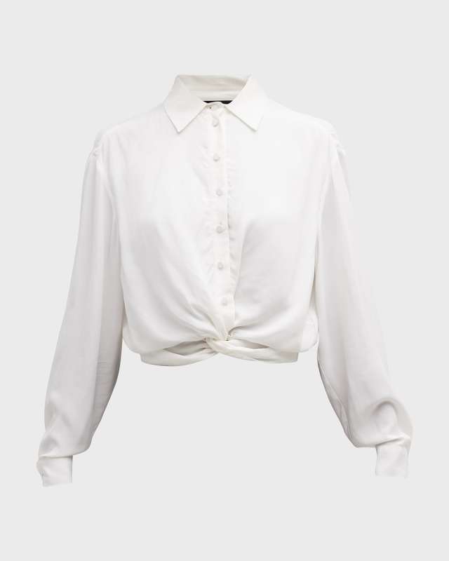 Button-Down Twist-Front Blouse